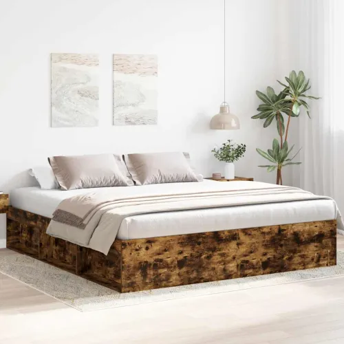 Okvir za krevet boja hrasta 180 x 200 cm veliki bračni - Dimljeni hrast 180 x 200 cm Cijena