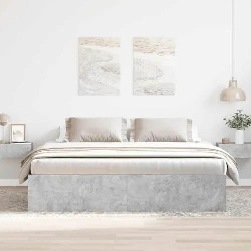 Okvir za krevet siva boja betona 200x200 cm - Beton siva 200 x 200 cm Cijena