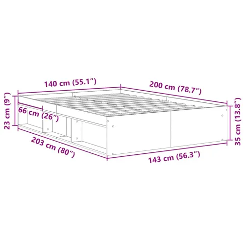 Okvir kreveta siva boja hrasta 140x200 cm - Sivi hrast sonoma 140 x 200 cm Cijena