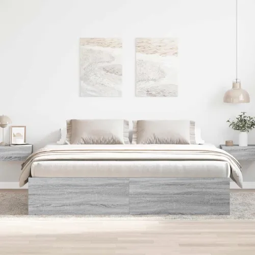 Okvir za krevet boja hrasta 180 x 200 cm veliki bračni - Sivi hrast sonoma 180 x 200 cm Cijena