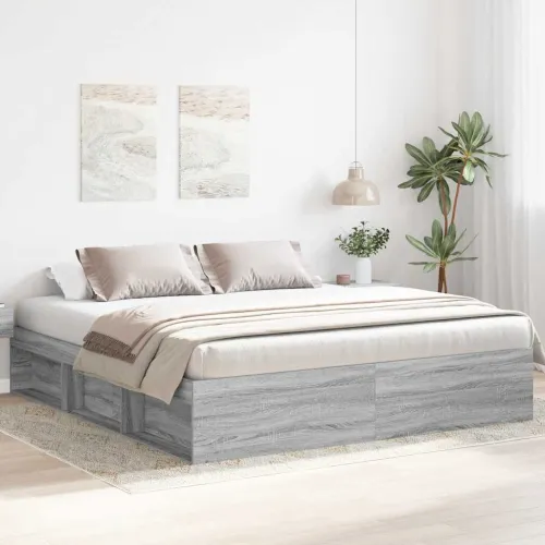 Okvir za krevet boja hrasta 180 x 200 cm veliki bračni - Sivi hrast sonoma 180 x 200 cm Cijena