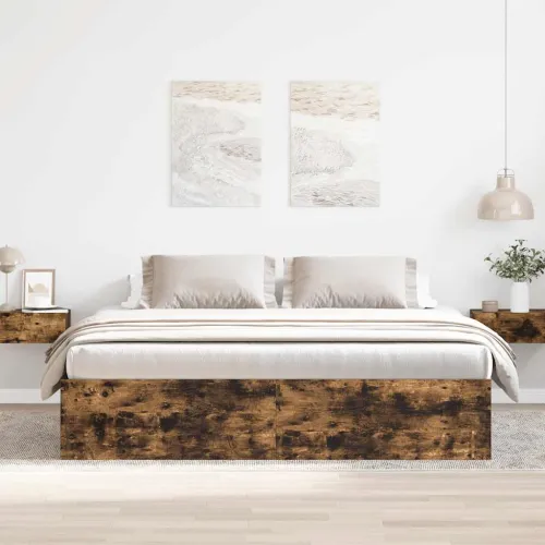 Okvir za krevet boja dimljenog hrasta 200x200 cm - Dimljeni hrast 200 x 200 cm Cijena