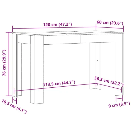 Blagovaonski stol boja hrasta 120x60x76 cm konstruirano drvo - Sivi hrast sonoma 1 Sivi hrast sonoma Cijena