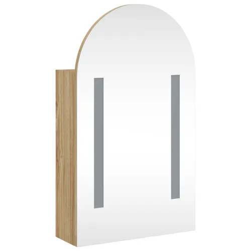 Kupaonski ormarić s ogledalom LED lučni boja hrasta 42x13x70 cm - Boja hrasta Cijena