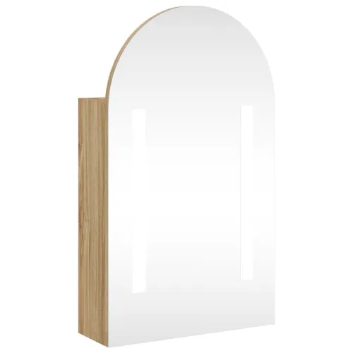 Kupaonski ormarić s ogledalom LED lučni boja hrasta 42x13x70 cm - Boja hrasta Cijena