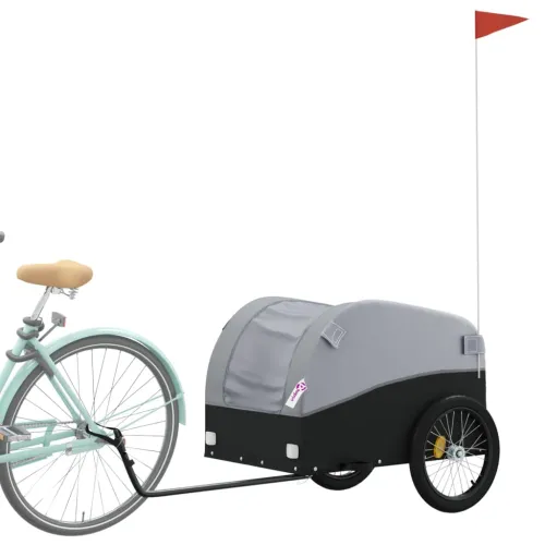 Prikolica za bicikl crno-siva 45 kg željezna - Siva 133 x 68 x 68 cm Cijena
