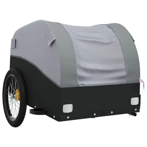 Prikolica za bicikl crno-siva 45 kg željezna - Siva 126 x 63 x 63 cm Cijena