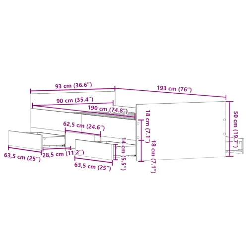 Okvir kreveta uzglavlje i podnožje crni 90x190 cm - Crna 90 x 190 cm Cijena