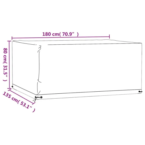 Navlaka za vrtni namještaj s 8 ušica 180x135x80 cm pravokutna - 180 x 135 x 80 cm 1 Cijena