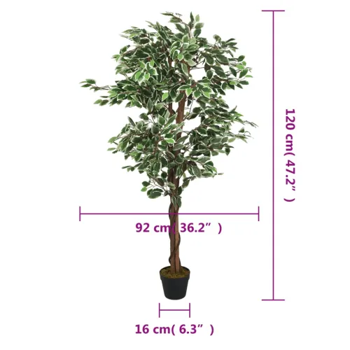 Umjetno stablo fikusa 630 listova 120 cm zeleno - 120 cm 1 Cijena
