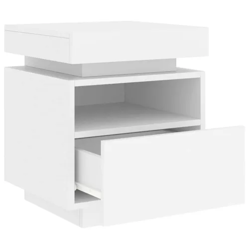 Noćni ormarić s LED svjetlima bijeli 40 x 39 x 48,5 cm - Bijela 1 Bijela 1 Cijena