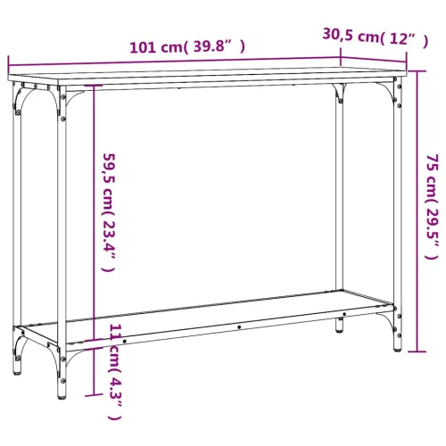 Konzolni stol crni 101 x 30,5 x 75 cm od konstruiranog drva - Crna 101 cm Cijena