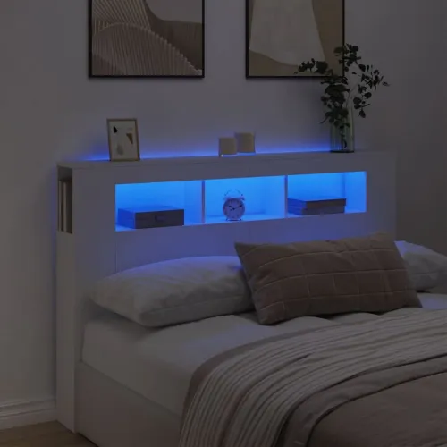 LED uzglavlje bijelo 160 x 18,5 x 103,5 cm konstruirano drvo - Bijela 160 x 103.5 cm 1 Bijela Cijena