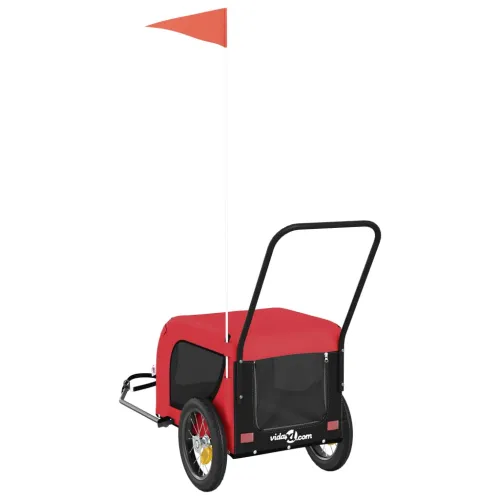 Prikolica za bicikl za ljubimce crveno-crna tkanina i željezo - Crvena i crna 124 x 53 x 53 cm Cijena