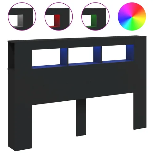 LED uzglavlje crno 160x18,5x103,5 cm konstruirano drvo - Crna 160 x 103.5 cm 1 Crna Cijena