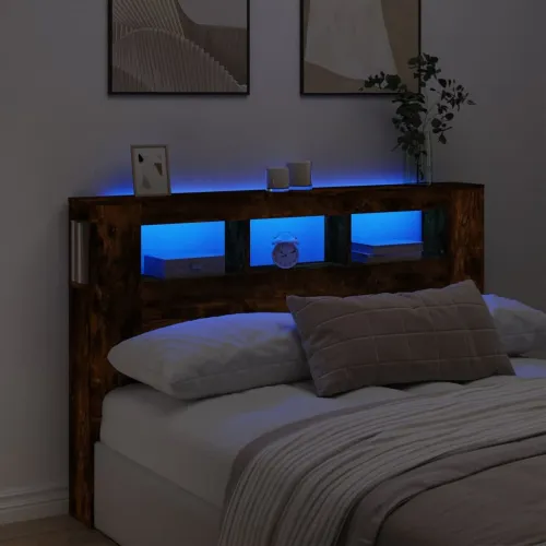 LED uzglavlje boja dimljenog hrasta 160 x 18,5 x 103,5 cm - Dimljeni hrast 160 x 103.5 cm 1 Dimljeni hrast Cijena