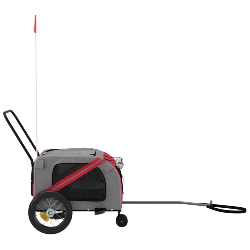Prikolica za bicikl za ljubimce crveno-crna tkanina i željezo - Crvena 122 x 52 x 53 cm Cijena
