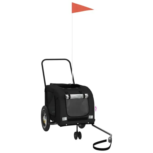Prikolica za bicikl za ljubimce crna od tkanine i željeza - Crna 122 x 52 x 53 cm Cijena