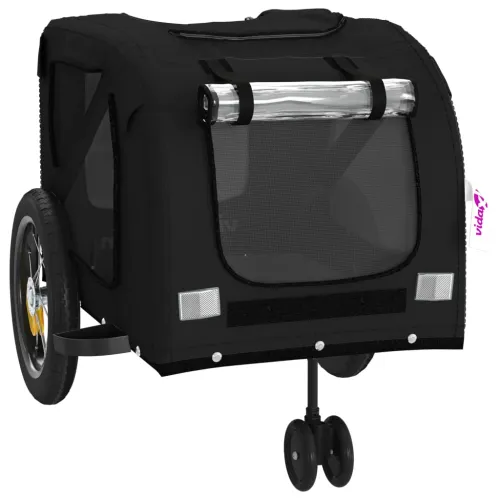 Prikolica za bicikl za ljubimce crna od tkanine i željeza - Crna 122 x 52 x 53 cm Cijena