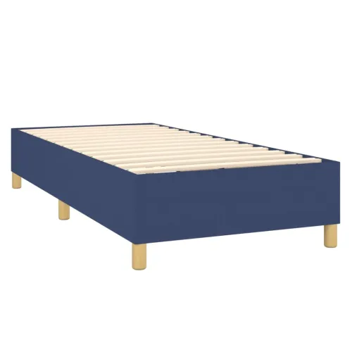 Boxspring - Krevet s oprugama i madracem plavi 100 x 200 cm od tkanine - Plava 100 x 200 cm Okomite pruge Cijena