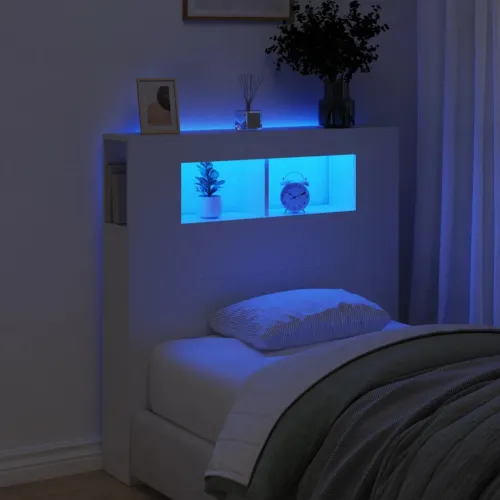 LED uzglavlje bijelo 100 x 18,5 x 103,5 cm konstruirano drvo - Bijela 100 x 103.5 cm 1 Bijela Cijena