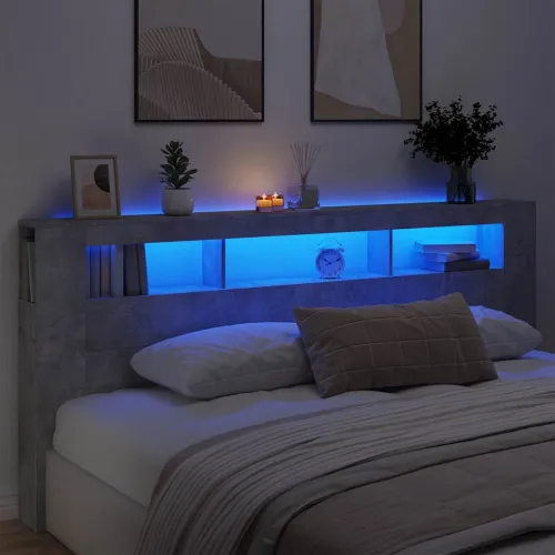LED uzglavlje siva boja betona 220x18,5x103,5 cm - Beton siva 220 x 103.5 cm 1 Beton siva Cijena