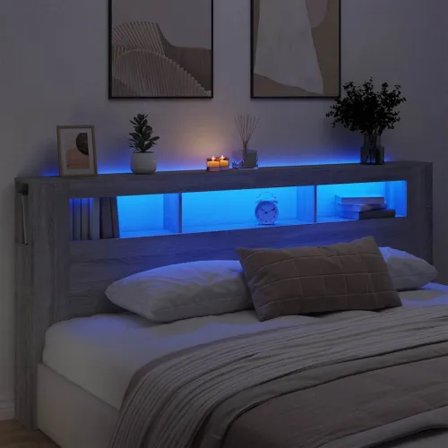 LED uzglavlje boja hrasta 220x18,5x103,5 cm konstruirano drvo - Sivi hrast sonoma 220 x 103.5 cm 1 Sivi hrast sonoma Cijena