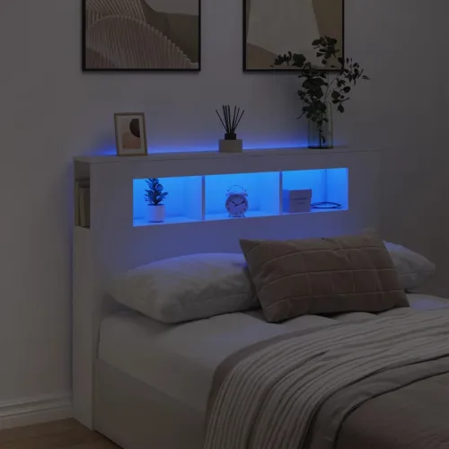 LED uzglavlje bijelo 140 x 18,5 x 103,5 cm konstruirano drvo - Bijela 140 x 103.5 cm 1 Bijela Cijena