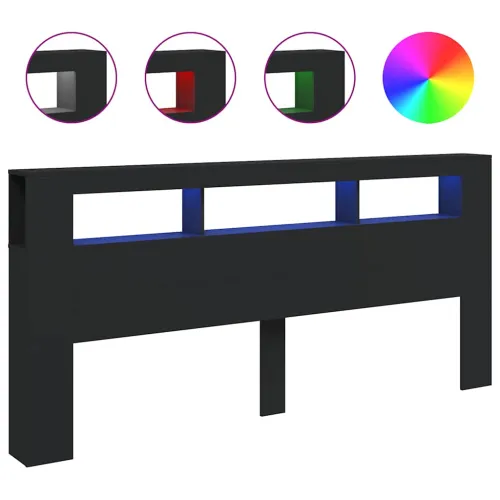 LED uzglavlje crno 220x18,5x103,5 cm konstruirano drvo - Crna 220 x 103.5 cm 1 Crna Cijena