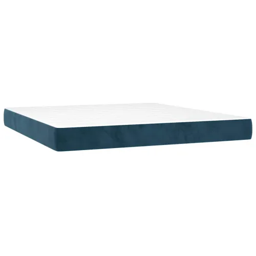 Boxspring - Krevet s oprugama i madracem tamnoplavi 160x200 cm baršunasti - Tamno plava 160 x 200 cm vodoravne pruge Cijena