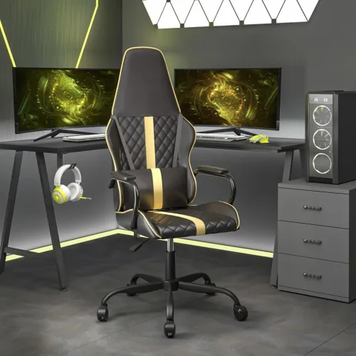 Gaming stolica crno-zlatna od umjetne kože - Crna i zlatna Cijena