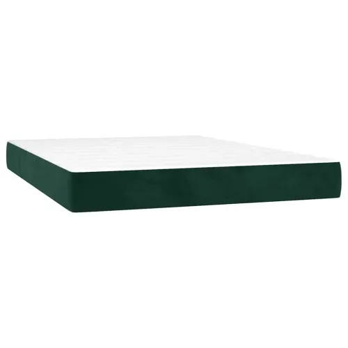 Boxspring - Krevet s oprugama i madracem tamnozeleni 140x200 cm baršunasti - Tamnozelena 140 x 200 cm vodoravne pruge Cijena