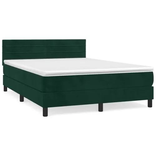 Boxspring - Krevet s oprugama i madracem tamnozeleni 140x200 cm baršunasti - Tamnozelena 140 x 200 cm vodoravne pruge Cijena