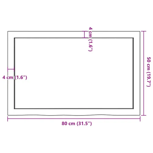 Stolna ploča 80x50x(2-6) cm od netretirane masivne hrastovine - Prirodna 80 x 50 x 6 cm Cijena
