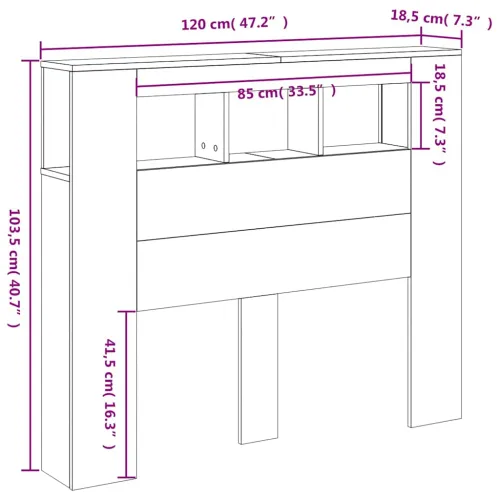 LED uzglavlje boja dimljenog hrasta 120x18,5x103,5 cm - Dimljeni hrast 120 x 103.5 cm 1 Dimljeni hrast Cijena