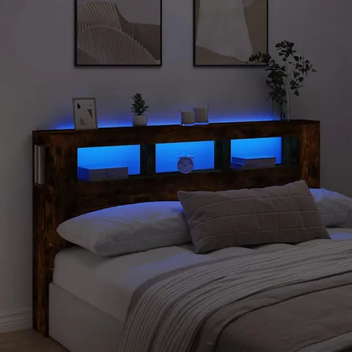 LED uzglavlje boja dimljenog hrasta 180x18,5x103,5 cm - Dimljeni hrast 180 x 103.5 cm 1 Dimljeni hrast Cijena