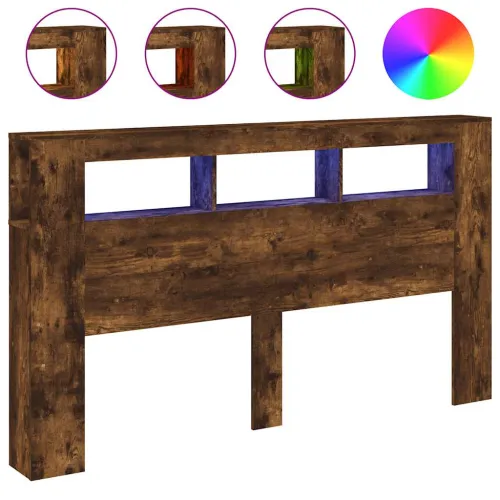 LED uzglavlje boja dimljenog hrasta 180x18,5x103,5 cm - Dimljeni hrast 180 x 103.5 cm 1 Dimljeni hrast Cijena