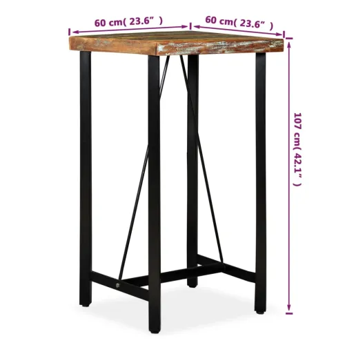 Barski stol od masivnog obnovljenog drva 60x60x107 cm - Smeđa 60 x 60 x 107 cm Cijena
