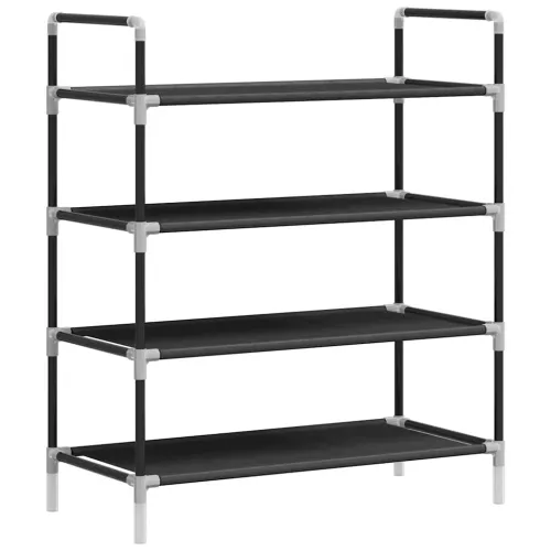 Stalak za cipele s 4 police od metala i netkane tkanine crni - Crna 60 x 29 x 71 cm 1 1 Cijena