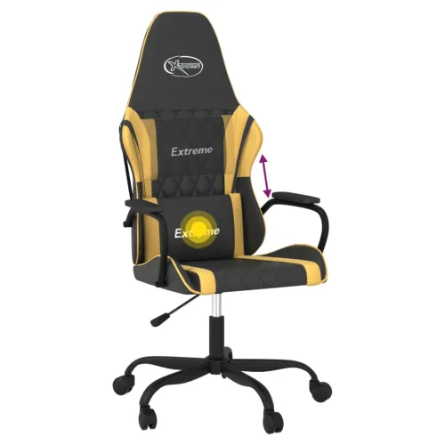 Masažna Gaming stolica crno-zlatna od umjetne kože - Crna i zlatna Cijena