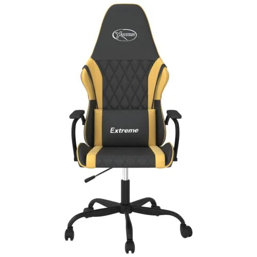 Masažna Gaming stolica crno-zlatna od umjetne kože - Crna i zlatna Cijena