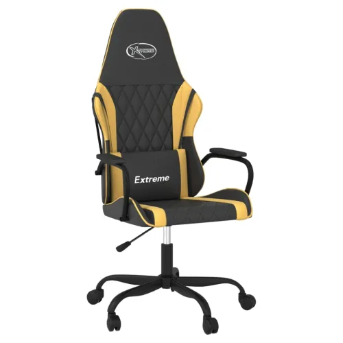 Masažna Gaming stolica crno-zlatna od umjetne kože - Crna i zlatna Cijena