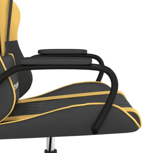 Masažna Gaming stolica crno-zlatna od umjetne kože - Crna i zlatna Cijena