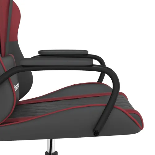 Masažna Gaming stolica crna i crvena boja vina od umjetne kože - Crna i crvena boja vina Cijena