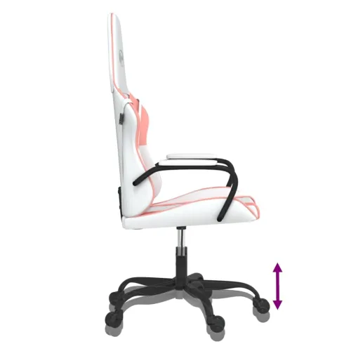 Masažna Gaming stolica bijelo-ružičasta od umjetne kože - Bijela i ružičasta Cijena