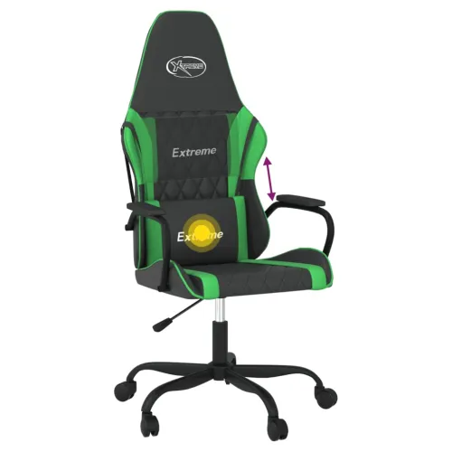 Masažna Gaming stolica crno-zelena od umjetne kože - Crna i zelena Cijena