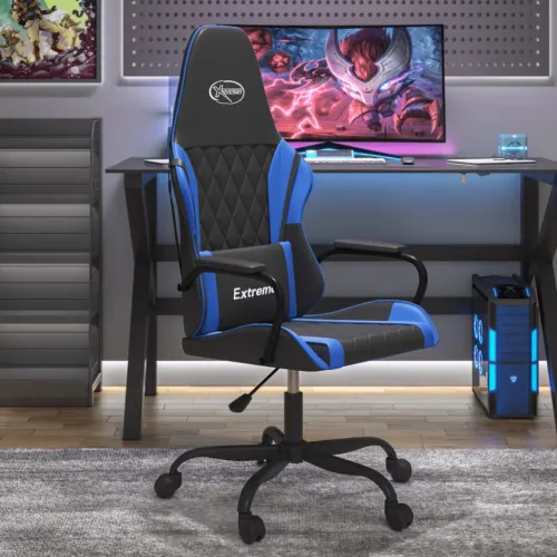 Masažna Gaming stolica crno-plava od umjetne kože - Crna i plava Cijena