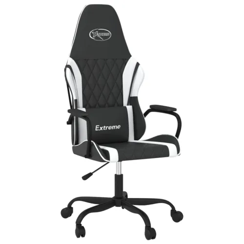 Masažna Gaming stolica od umjetne kože crno-bijela - Crno-bijelo Cijena