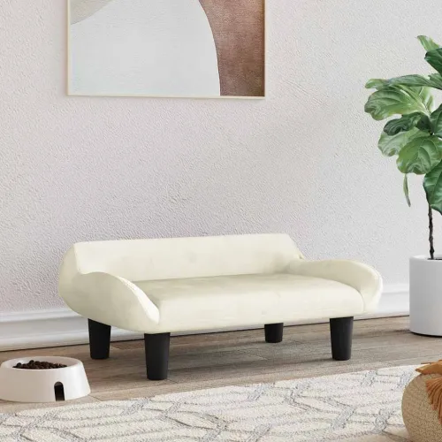 Krevet za pse krem 70 x 40 x 24 cm baršunasti - Krema Baršun Cijena
