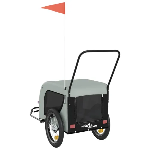 Prikolica za bicikl za ljubimce sivo-crna od tkanine i željeza - Siva i crna 125 x 63 x 66 cm Cijena